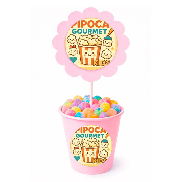 Centro de Mesa Flor Personalizado Pipoca Gourmet Kids - Imagem 2