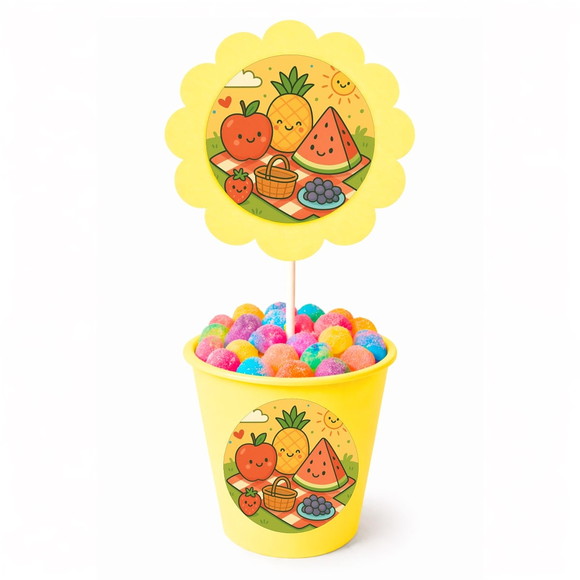 Centro de Mesa Flor Personalizado Piquenique das Frutas - Imagem 4