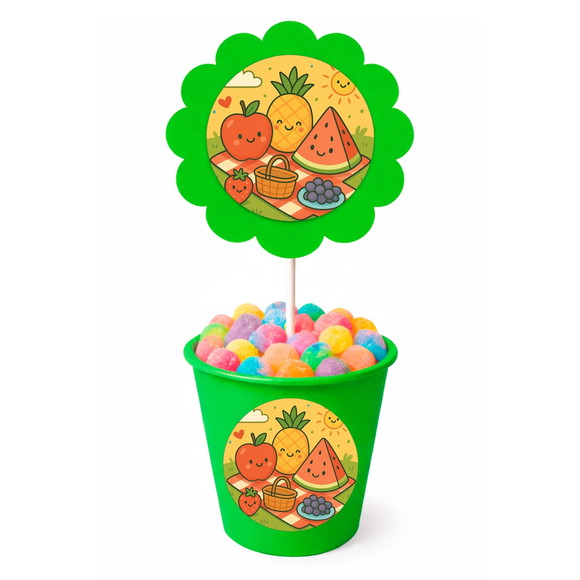 Centro de Mesa Flor Personalizado Piquenique das Frutas - Imagem 5