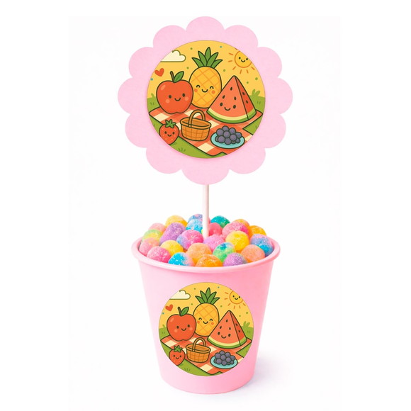 Centro de Mesa Flor Personalizado Piquenique das Frutas - Imagem 2