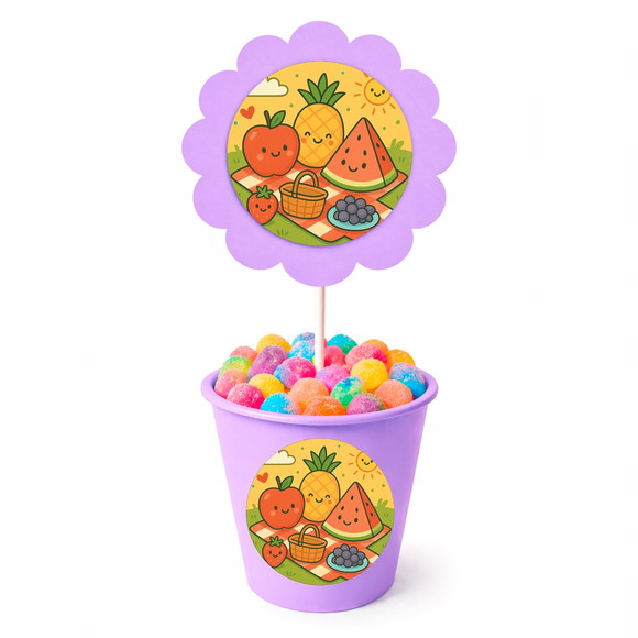 Centro de Mesa Flor Personalizado Piquenique das Frutas - Imagem 3