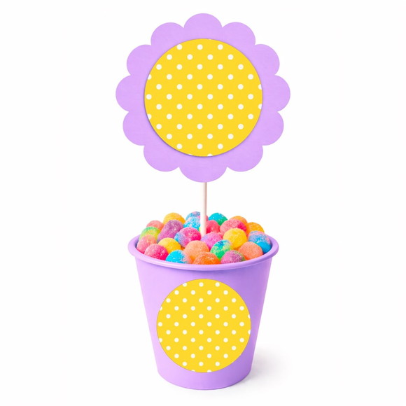 Centro de Mesa Flor Personalizado Poá Amarelo - Imagem 3