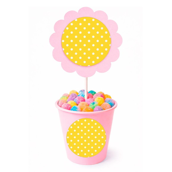 Centro de Mesa Flor Personalizado Poá Amarelo - Imagem 2
