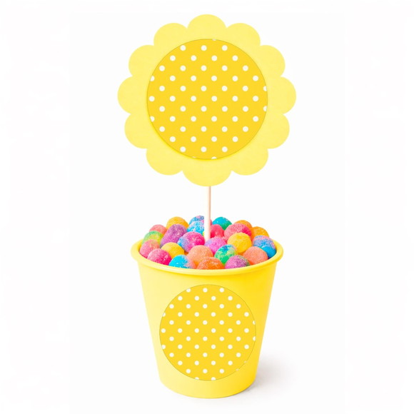 Centro de Mesa Flor Personalizado Poá Amarelo - Imagem 4