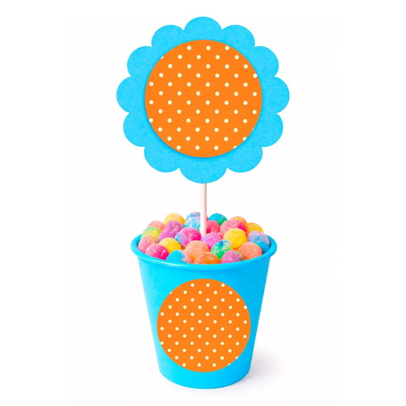 Centro de Mesa Flor Personalizado Poá Laranja