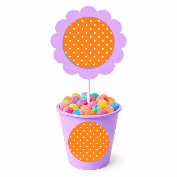 Centro de Mesa Flor Personalizado Poá Laranja - Imagem 3