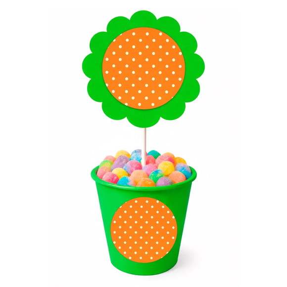 Centro de Mesa Flor Personalizado Poá Laranja - Imagem 5
