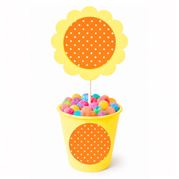 Centro de Mesa Flor Personalizado Poá Laranja - Imagem 4