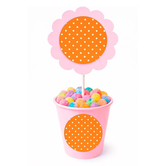Centro de Mesa Flor Personalizado Poá Laranja - Imagem 2