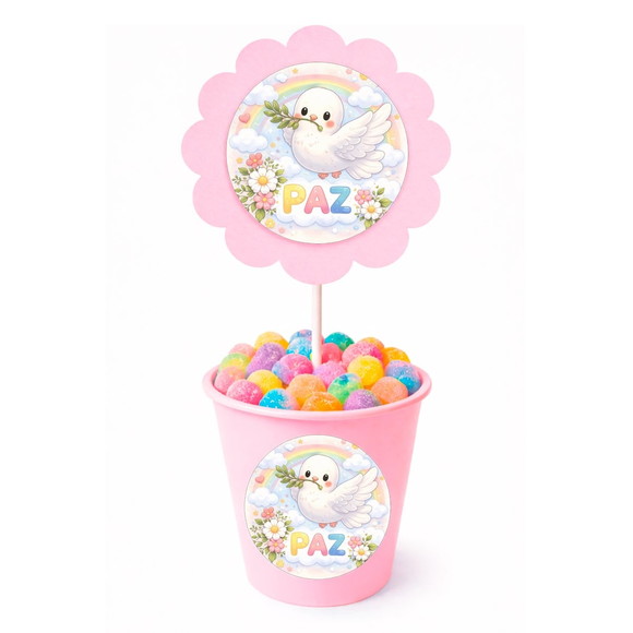 Centro de Mesa Flor Personalizado Pombinha da Paz - Imagem 2