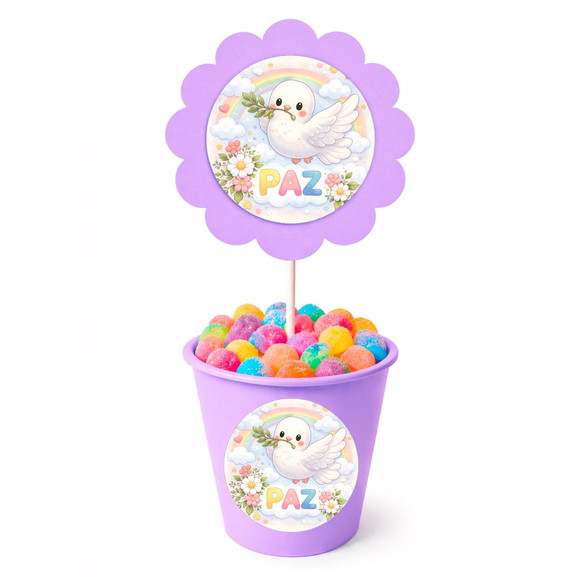 Centro de Mesa Flor Personalizado Pombinha da Paz - Imagem 3
