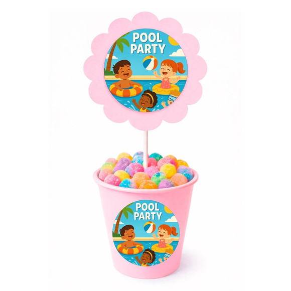 Centro de Mesa Flor Personalizado Pool Party - Imagem 2