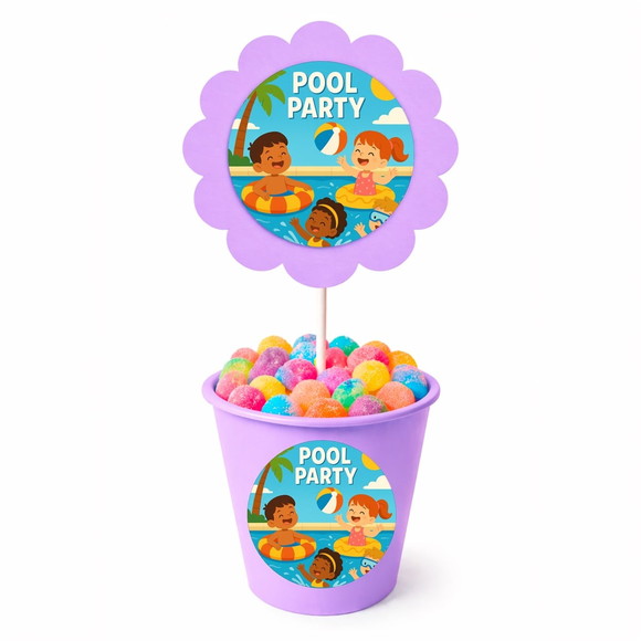 Centro de Mesa Flor Personalizado Pool Party - Imagem 3