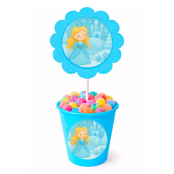 Centro de Mesa Flor Personalizado Reino Gelado Infantil