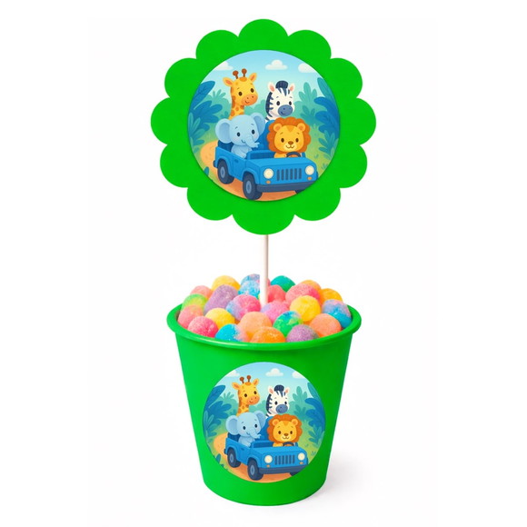 Centro de Mesa Flor Personalizado Safari Azul - Imagem 5