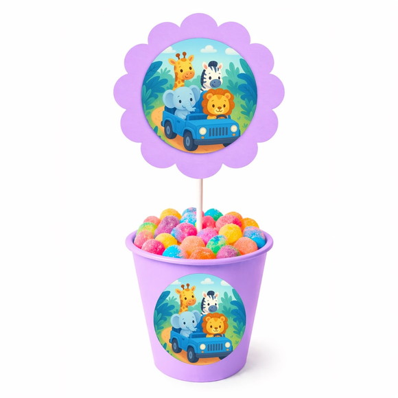 Centro de Mesa Flor Personalizado Safari Azul - Imagem 3