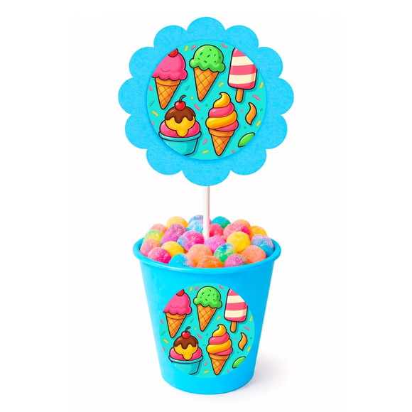 Centro de Mesa Flor Personalizado Sorvetes