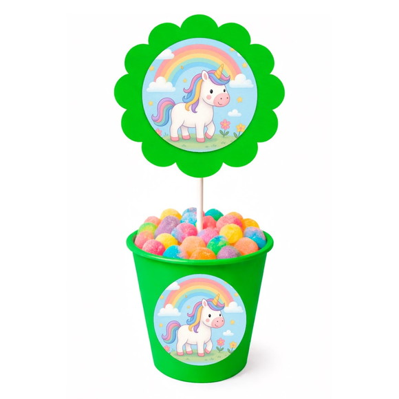 Centro de Mesa Flor Personalizado Unicórnio - Imagem 5