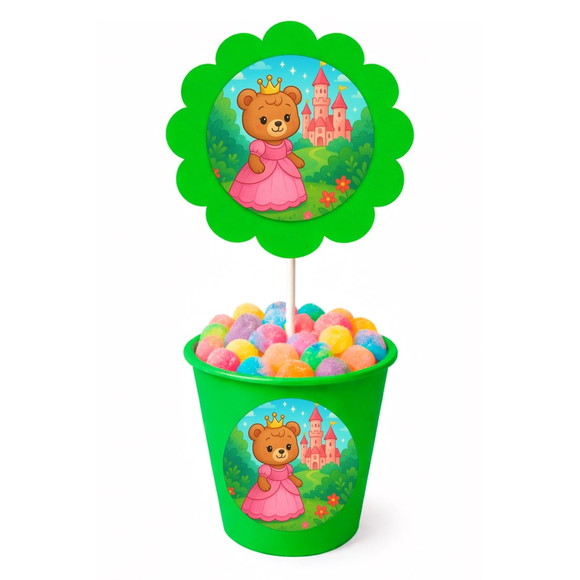 Centro de Mesa Flor Personalizado Ursinha Princesa - Imagem 5