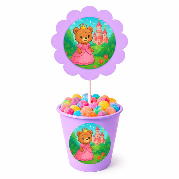 Centro de Mesa Flor Personalizado Ursinha Princesa - Imagem 3
