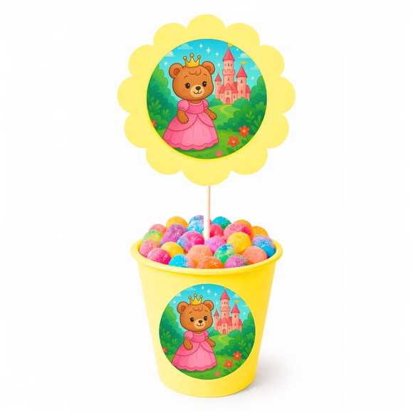 Centro de Mesa Flor Personalizado Ursinha Princesa - Imagem 4