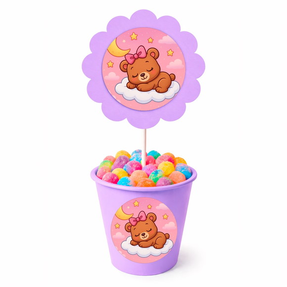 Centro de Mesa Flor Personalizado Ursinha Soninho - Imagem 3