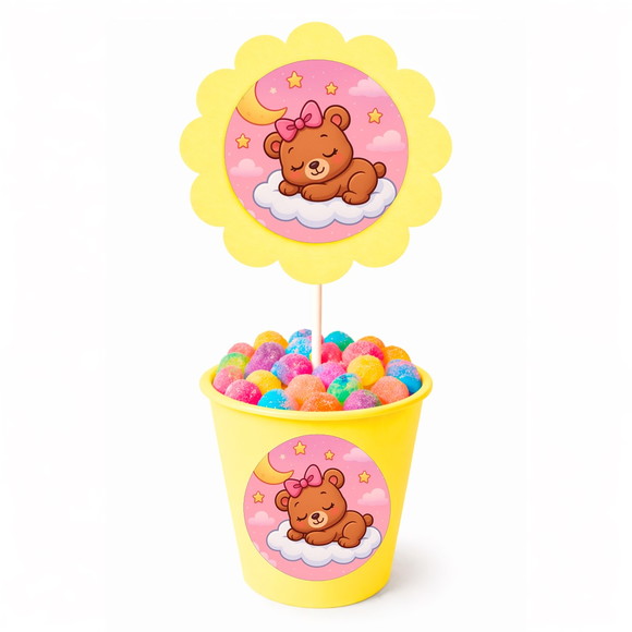 Centro de Mesa Flor Personalizado Ursinha Soninho - Imagem 4