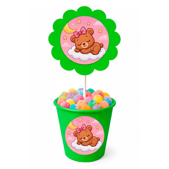Centro de Mesa Flor Personalizado Ursinha Soninho - Imagem 5