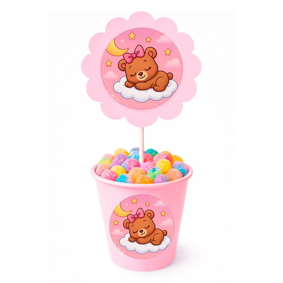 Centro de Mesa Flor Personalizado Ursinha Soninho - Imagem 2