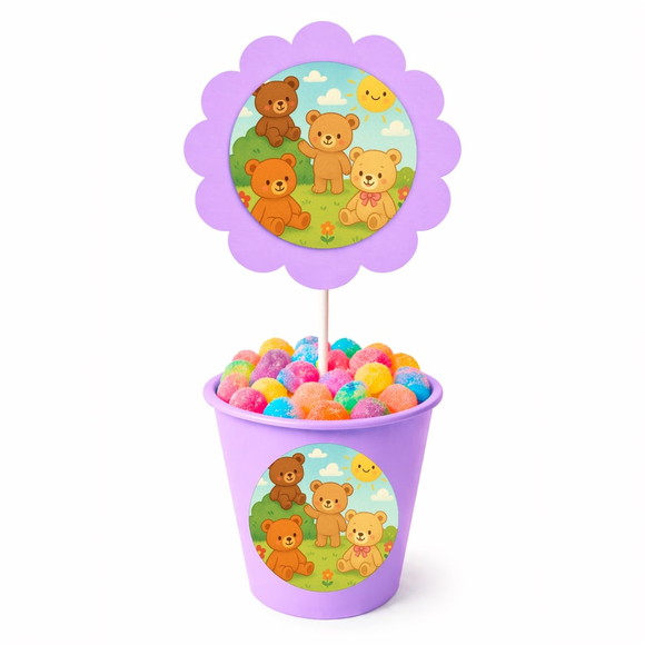 Centro de Mesa Flor Personalizado Ursinhos - Imagem 3
