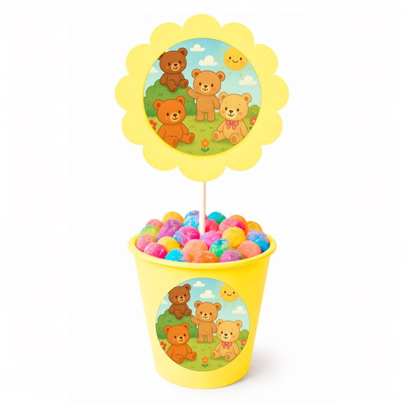 Centro de Mesa Flor Personalizado Ursinhos - Imagem 4
