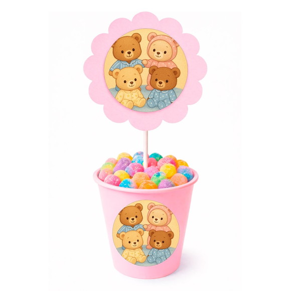 Centro de Mesa Flor Personalizado Ursinhos de Pijama - Imagem 2