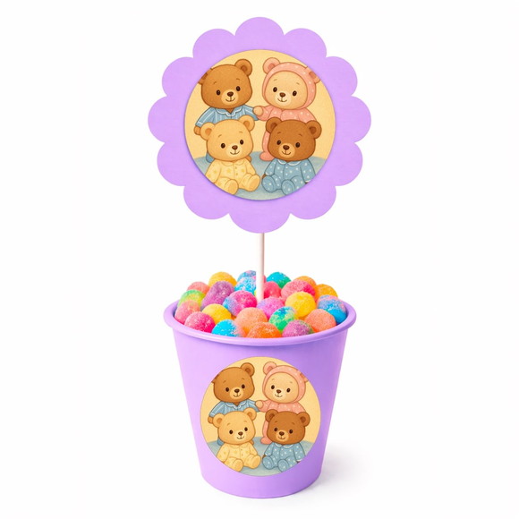 Centro de Mesa Flor Personalizado Ursinhos de Pijama - Imagem 3