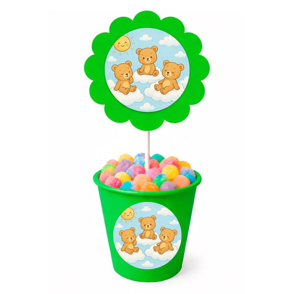 Centro de Mesa Flor Personalizado Ursinhos na Nuvem - Imagem 5
