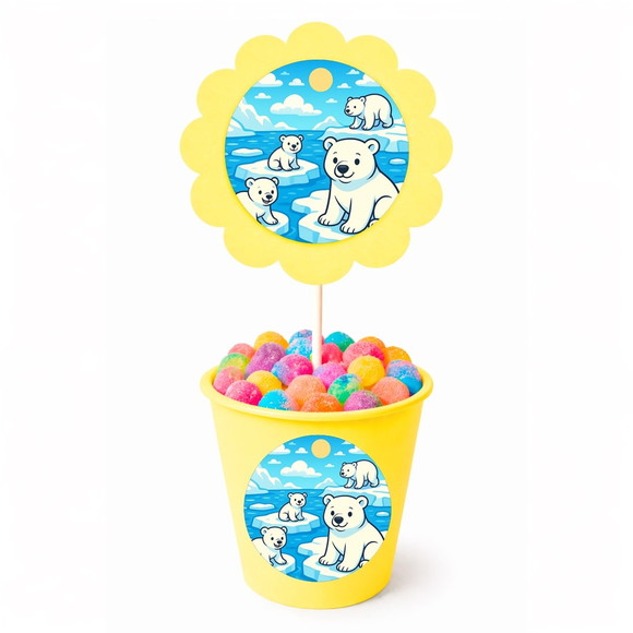Centro de Mesa Flor Personalizado Ursos Polares - Imagem 4