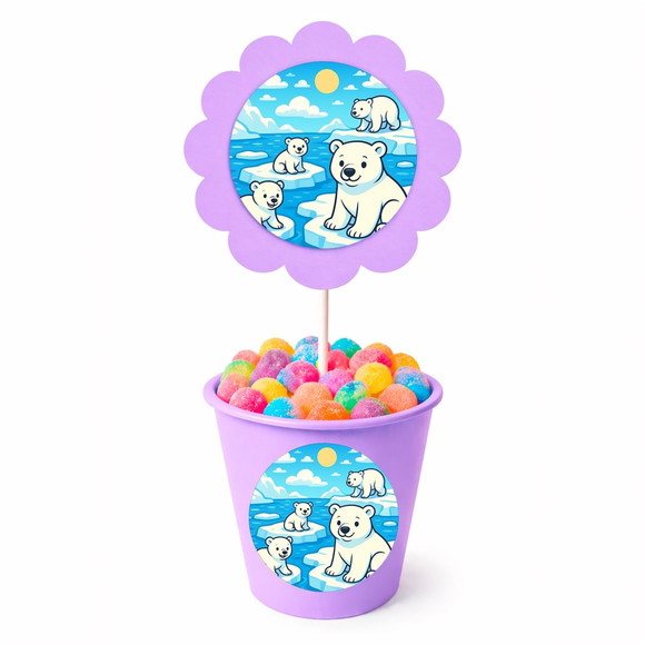 Centro de Mesa Flor Personalizado Ursos Polares - Imagem 3