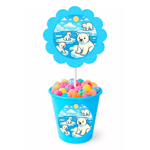 Centro de Mesa Flor Personalizado Ursos Polares
