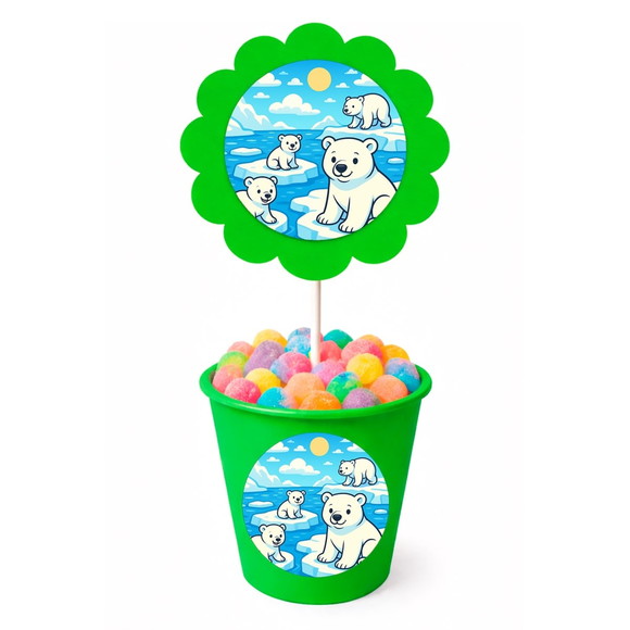 Centro de Mesa Flor Personalizado Ursos Polares - Imagem 5