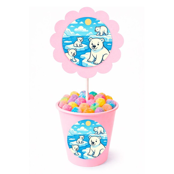 Centro de Mesa Flor Personalizado Ursos Polares - Imagem 2