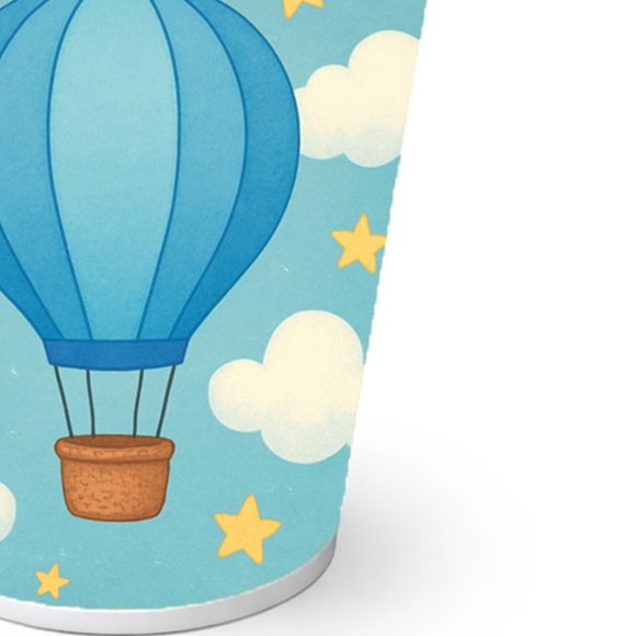 Copo de Papel Aniversário Festa Balão de Ar Azul - Imagem 2