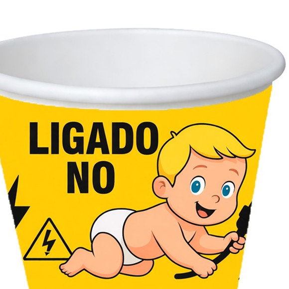 Copo de Papel Aniversário Festa Bebê Ligado no 220v - Imagem 3