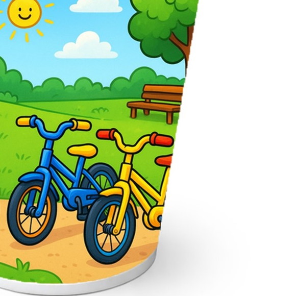 Copo de Papel Aniversário Festa Bicicletas Coloridas - Imagem 2