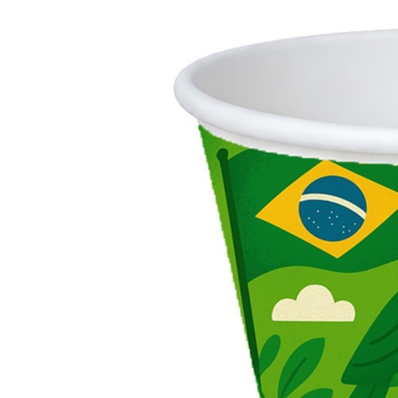 Copo de Papel Aniversário Festa Brasil Verde Amarelo - Imagem 4