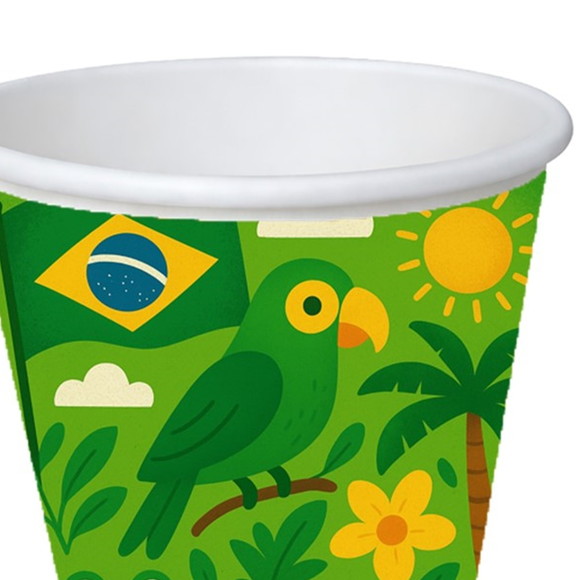 Copo de Papel Aniversário Festa Brasil Verde Amarelo - Imagem 3