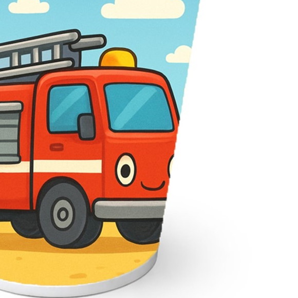 Copo de Papel Aniversário Festa Caminhão de Bombeiro - Imagem 2
