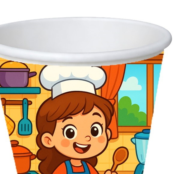 Copo de Papel Aniversário Festa Cozinha Kids - Imagem 3