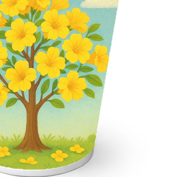 Copo de Papel Aniversário Festa Flor de Ipê Amarela - Imagem 2