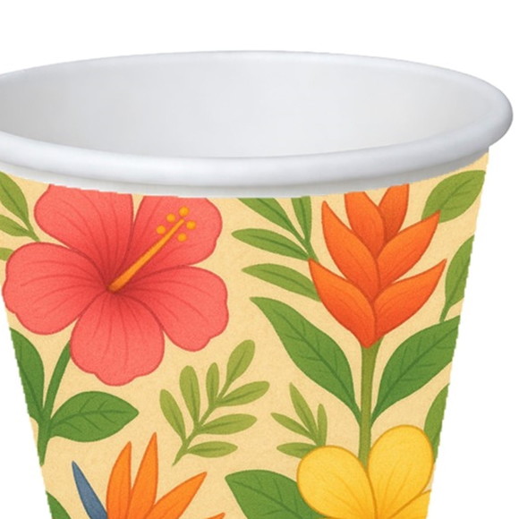 Copo de Papel Aniversário Festa Flores Tropicais - Imagem 3