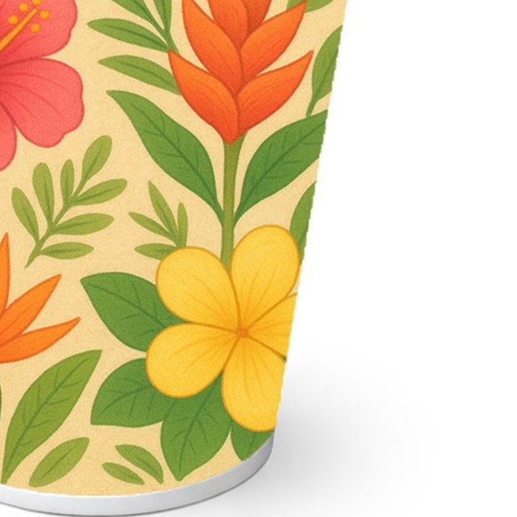 Copo de Papel Aniversário Festa Flores Tropicais - Imagem 2