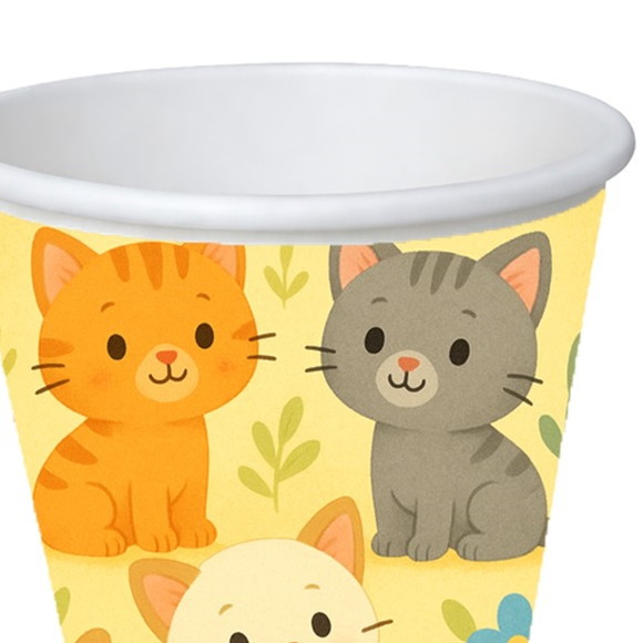 Copo de Papel Aniversário Festa Gatinhos - Imagem 3